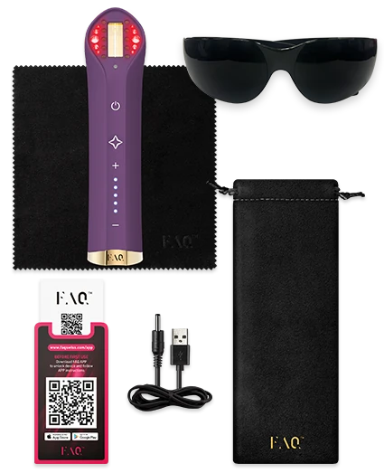 FAQ 501 con accesorios incluidos: gafas de protección, cable de carga y funda